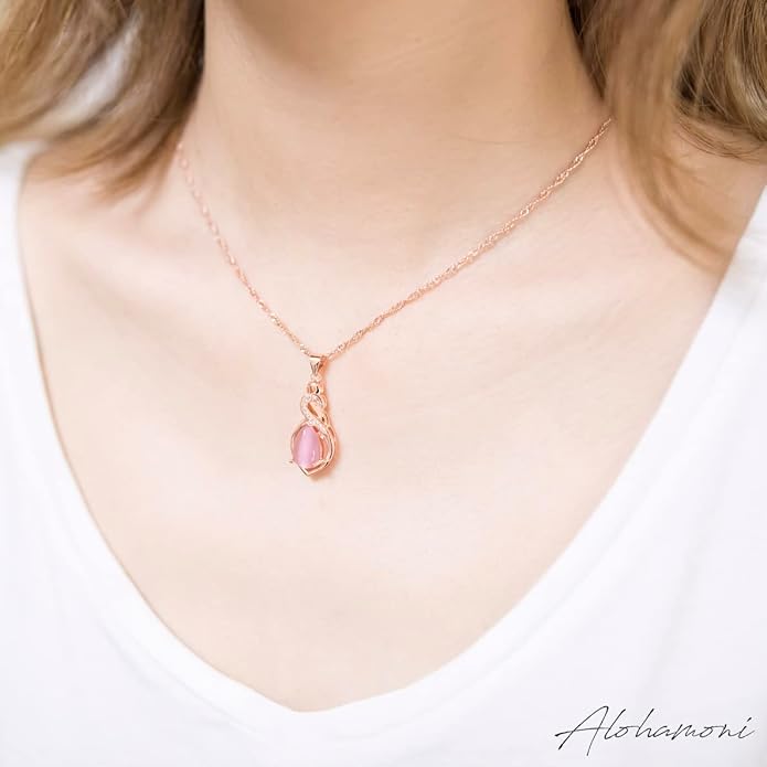 ピンクオパール ネックレス キュービックジルコニア CZ ダイヤ ピンクゴールドチェーン シルバー925 ピンク オパール 長さ45cm