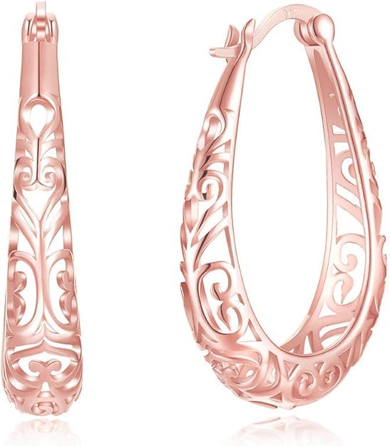 ブランド ハワイアンジュエリー ピアス レディース 人気 大人 ピンクゴールド 揺れる 18k 透かし U型 しずくフックピアス 恋人 記念日 おしゃれ プレセント
