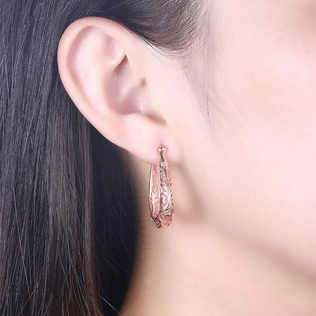ブランド ハワイアンジュエリー ピアス レディース 人気 大人 ピンクゴールド 揺れる 18k 透かし U型 しずくフックピアス 恋人 記念日 おしゃれ プレセント