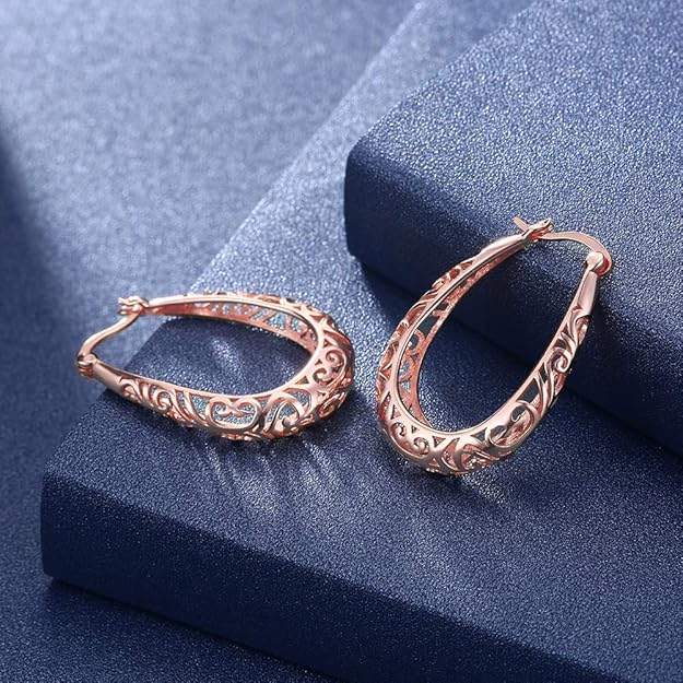 ブランド ハワイアンジュエリー ピアス レディース 人気 大人 ピンクゴールド 揺れる 18k 透かし U型 しずくフックピアス 恋人 記念日 おしゃれ プレセント