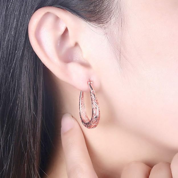 ブランド ハワイアンジュエリー ピアス レディース 人気 大人 ピンクゴールド 揺れる 18k 透かし U型 しずくフックピアス 恋人 記念日 おしゃれ プレセント